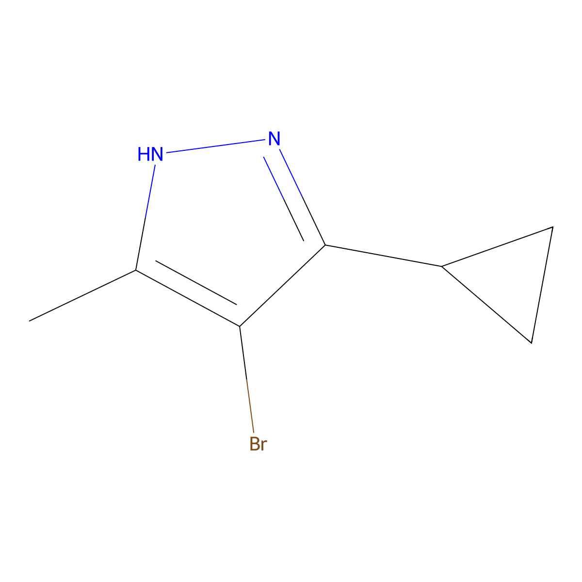 1H-Pyrazole, 4-bromo-3-cyclopropyl-5-methyl- molecular structure, CAS 1287752-84-4