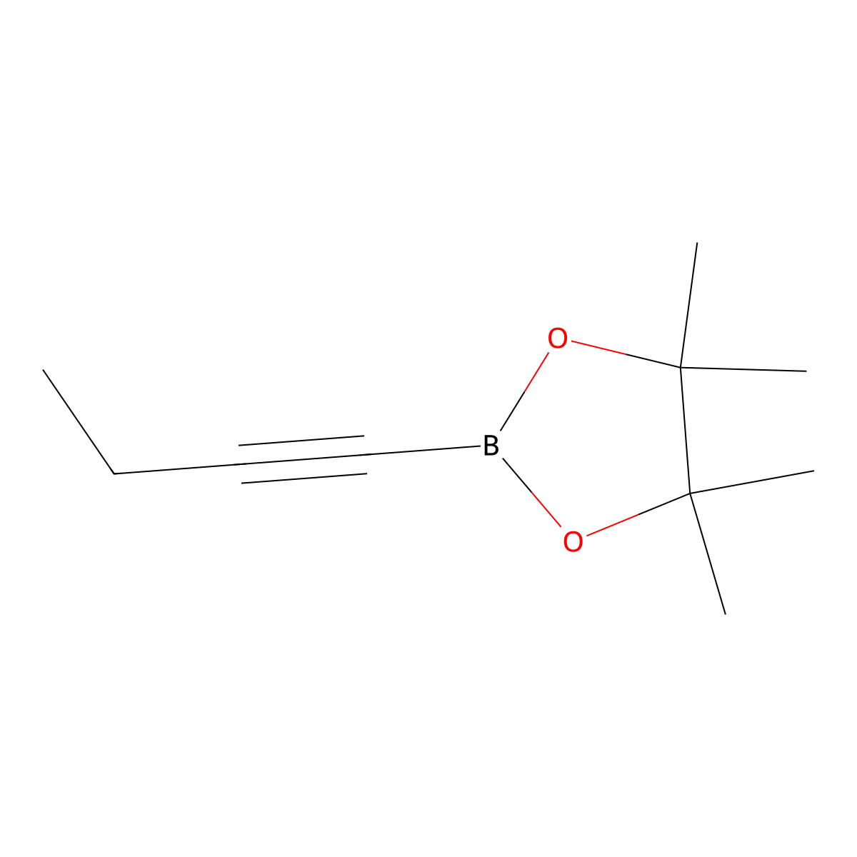 2-(1-Butyn-1-yl)-4,4,5,5-tetramethyl-1,3,2-dioxaborolane molecular structure, CAS 1287752-88-8