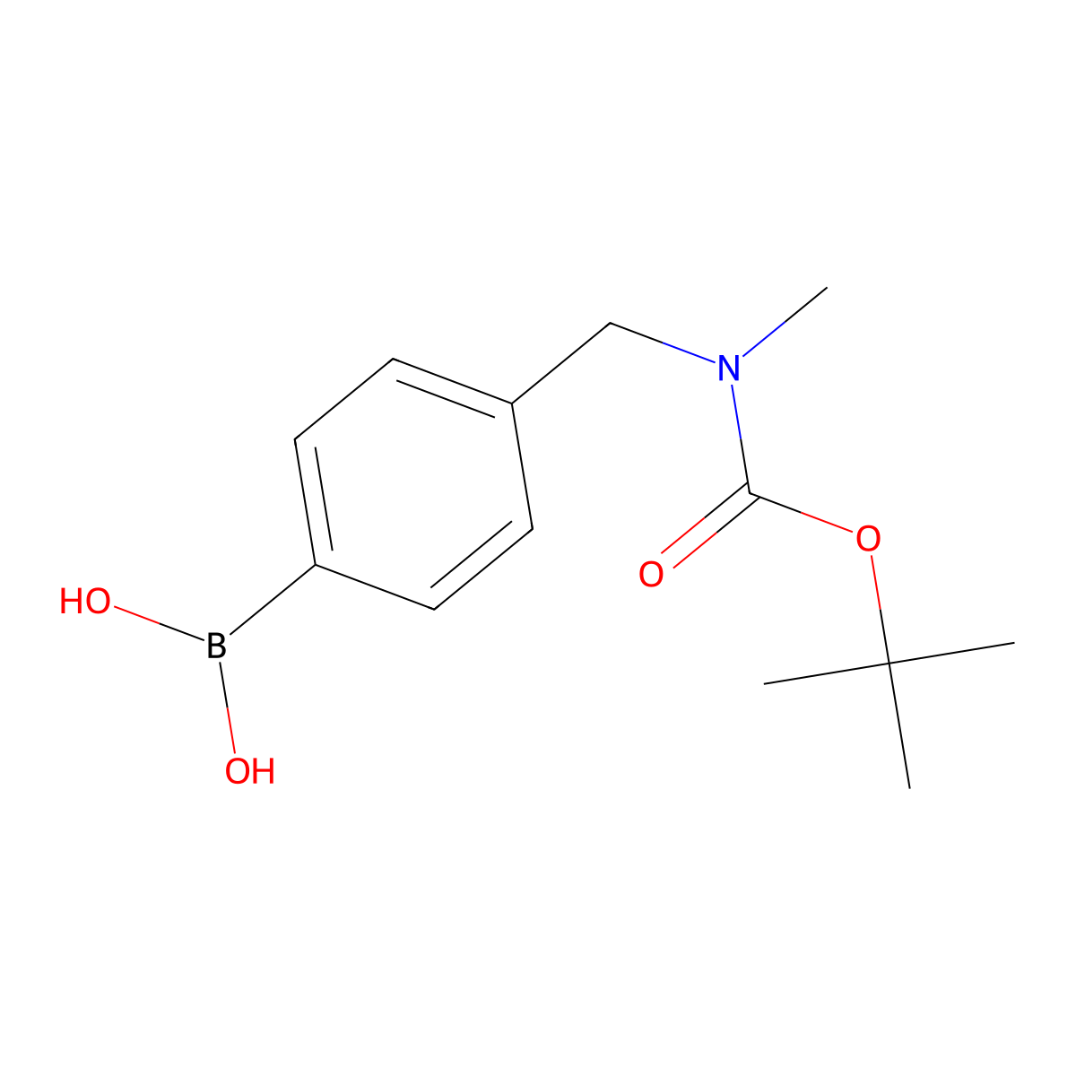 (4-(((tert-Butoxycarbonyl)(methyl)amino)methyl)phenyl)boronic acid molecular structure, CAS 1287753-35-8