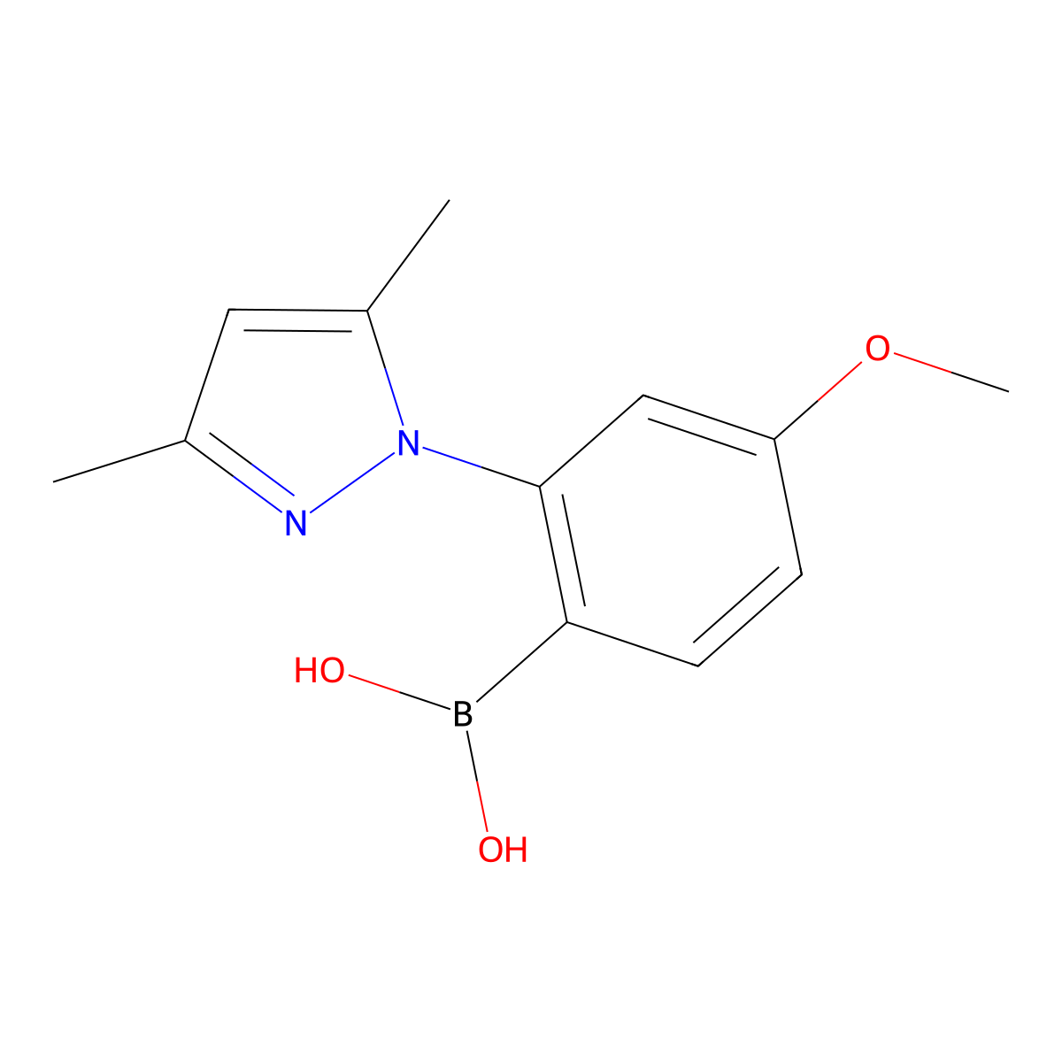 [2-(3,5-dimethyl-1H-pyrazol-1-yl)-4-methoxyphenyl]boronic acid molecular structure, CAS 1287753-37-0