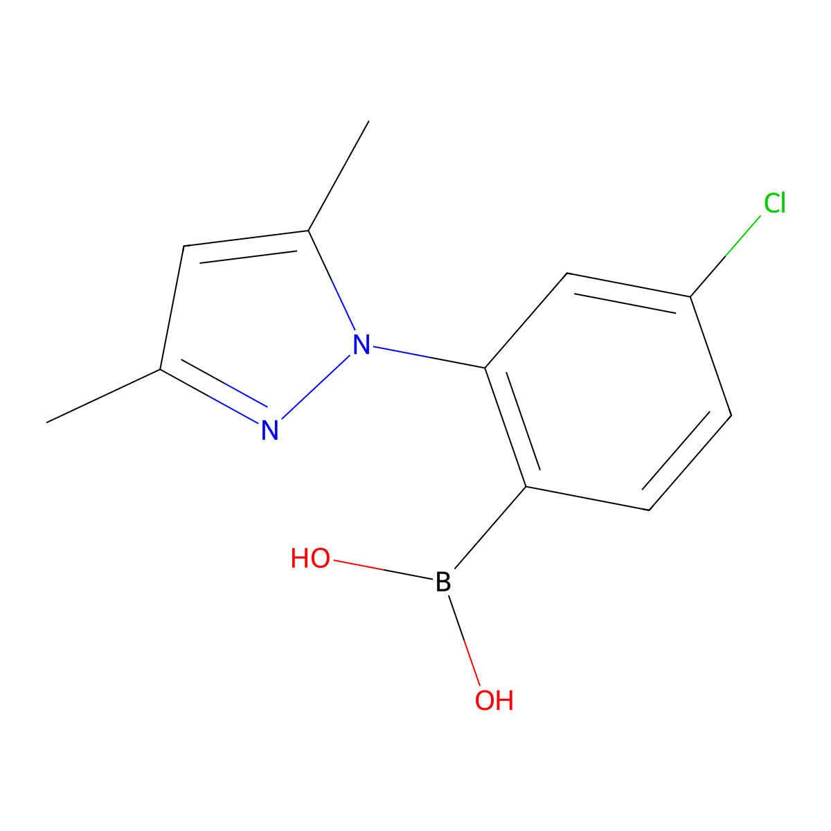 [4-chloro-2-(3,5-dimethyl-1H-pyrazol-1-yl)phenyl]boronic acid molecular structure, CAS 1287753-38-1
