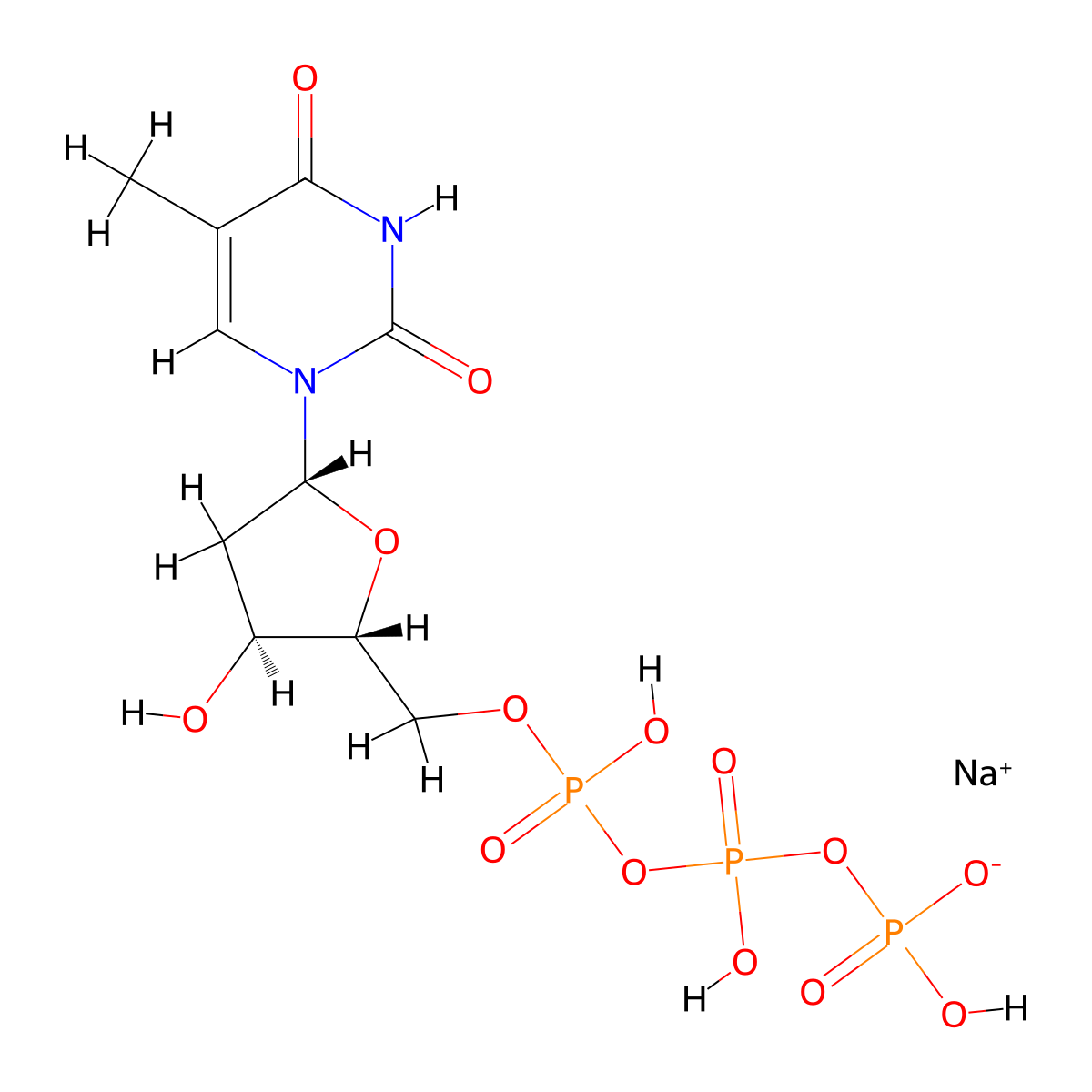 Thymidine 5'-(tetrahydrogen triphosphate) xsodium salt molecular structure, CAS 1287755-81-0