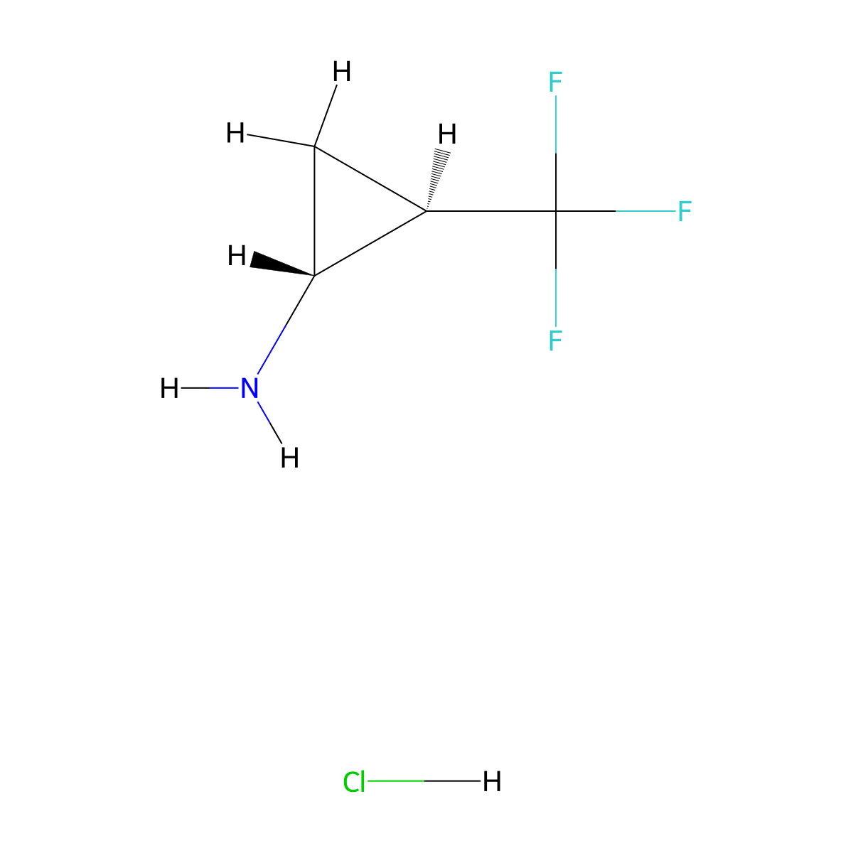rac-(1R,2R)-2-(trifluoromethyl)cyclopropan-1-amine hydrochloride molecular structure, CAS 1287760-01-3