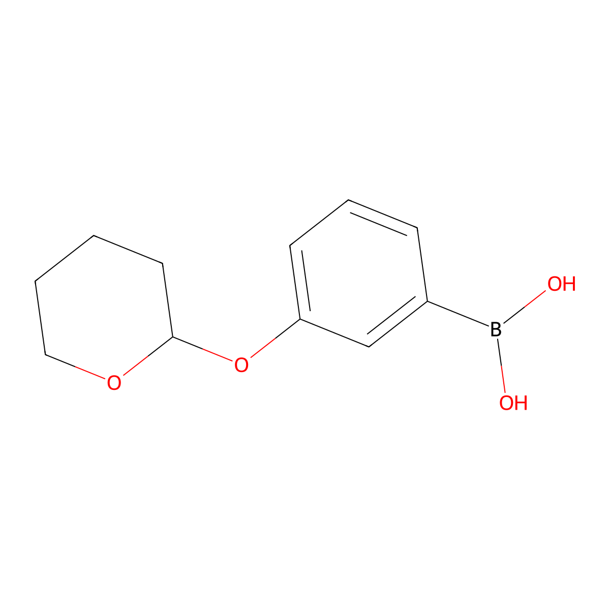 3-(tetrahydro-2H-pyran-2-yloxy)phenylboronic acid molecular structure, CAS 1287777-05-2