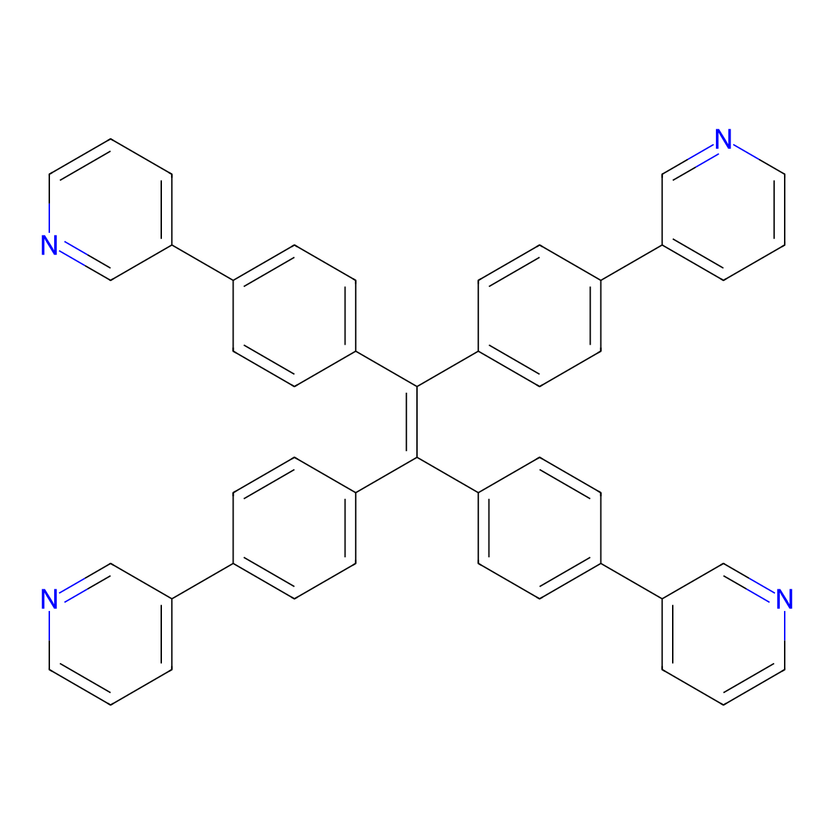1,1,2,2-Tetrakis(4-(pyridin-3-yl)phenyl)ethene molecular structure, CAS 1287777-24-5
