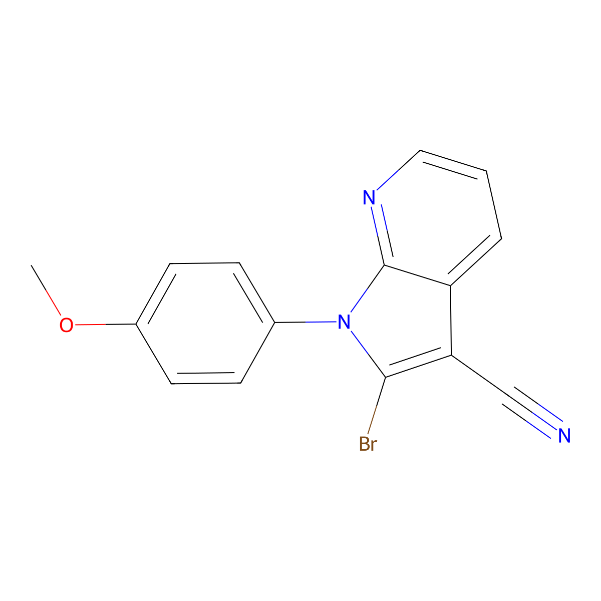 2-Bromo-1-(4-methoxyphenyl)-1H-pyrrolo[2,3-b]pyridine-3-carbonitrile molecular structure, CAS 1287779-66-1