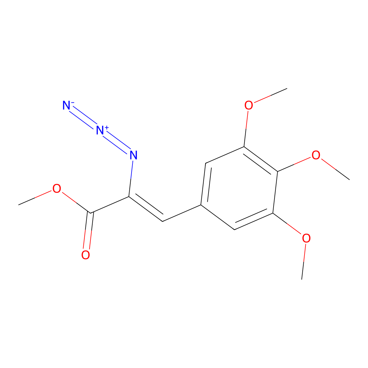 2-Propenoic acid, 2-azido-3-(3,4,5-trimethoxyphenyl)-, methyl ester molecular structure, CAS 128781-06-6