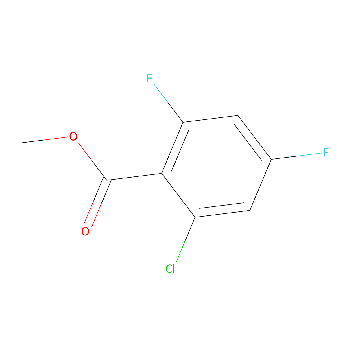 Methyl 2-chloro-4,6-difluorobenzoate molecular structure, CAS 128800-36-2