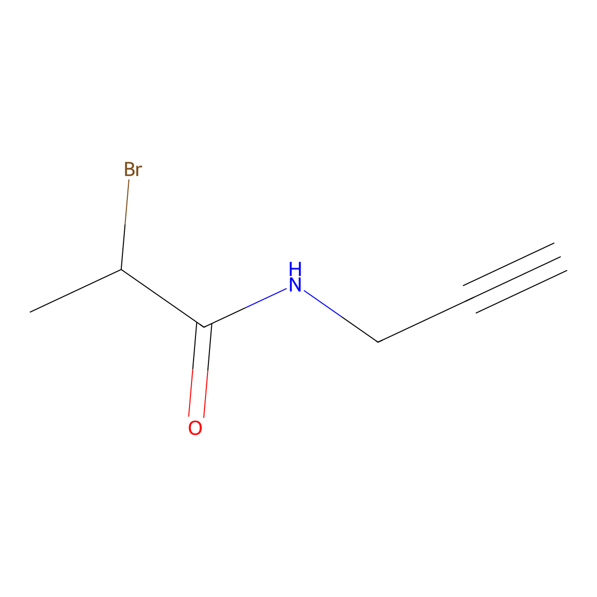 2-bromo-N-(prop-2-yn-1-yl)propanamide molecular structure, CAS 128813-09-2