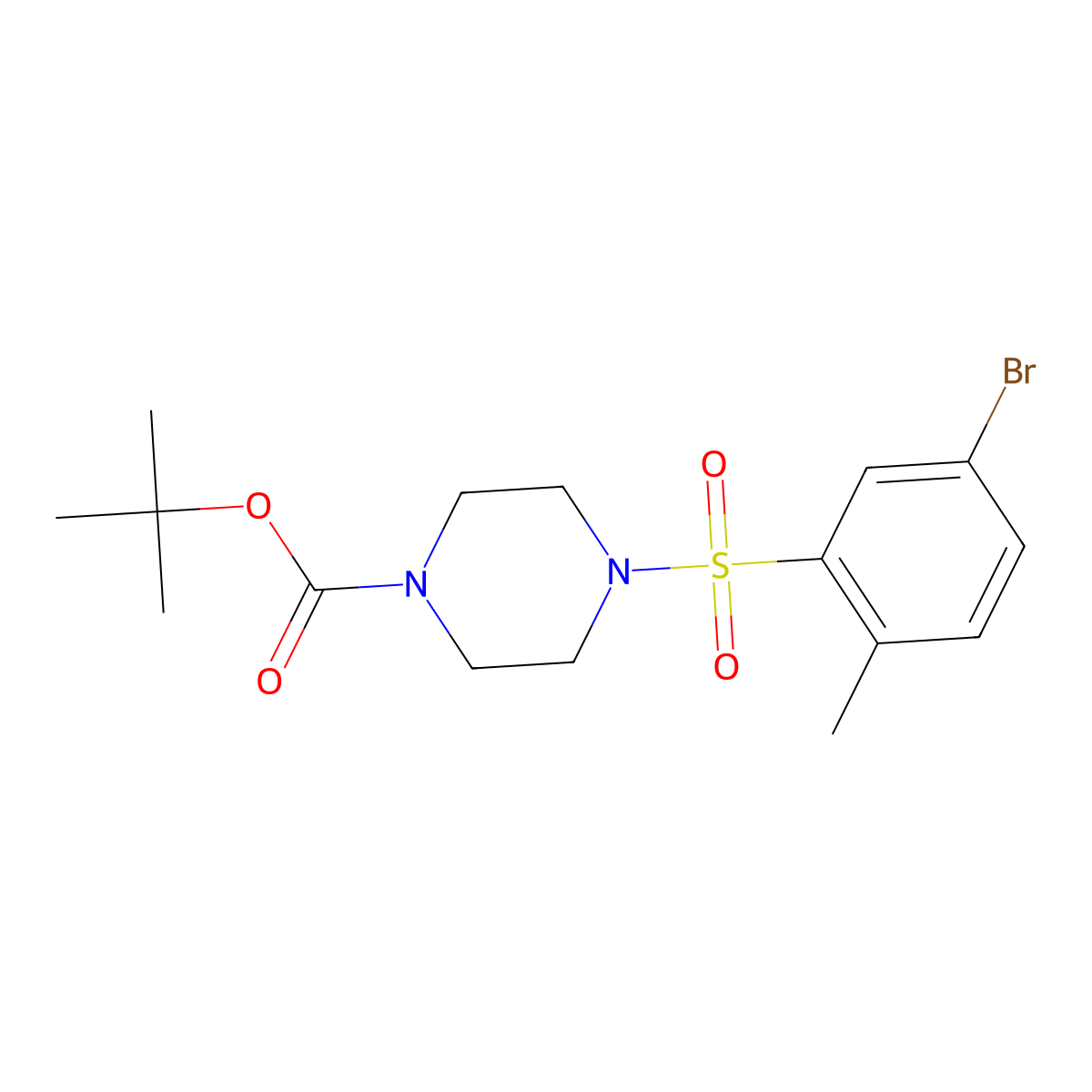 Tert-butyl 4-(5-bromo-2-methylphenylsulfonyl)piperazine-1-carboxylate molecular structure, CAS 1288209-78-8