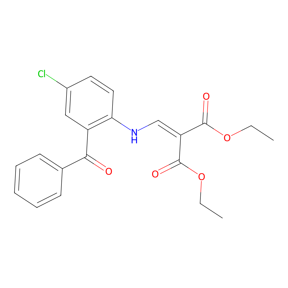 1,3-Diethyl 2-{[(2-benzoyl-4-chlorophenyl)amino]methylidene}propanedioate molecular structure, CAS 128832-34-8