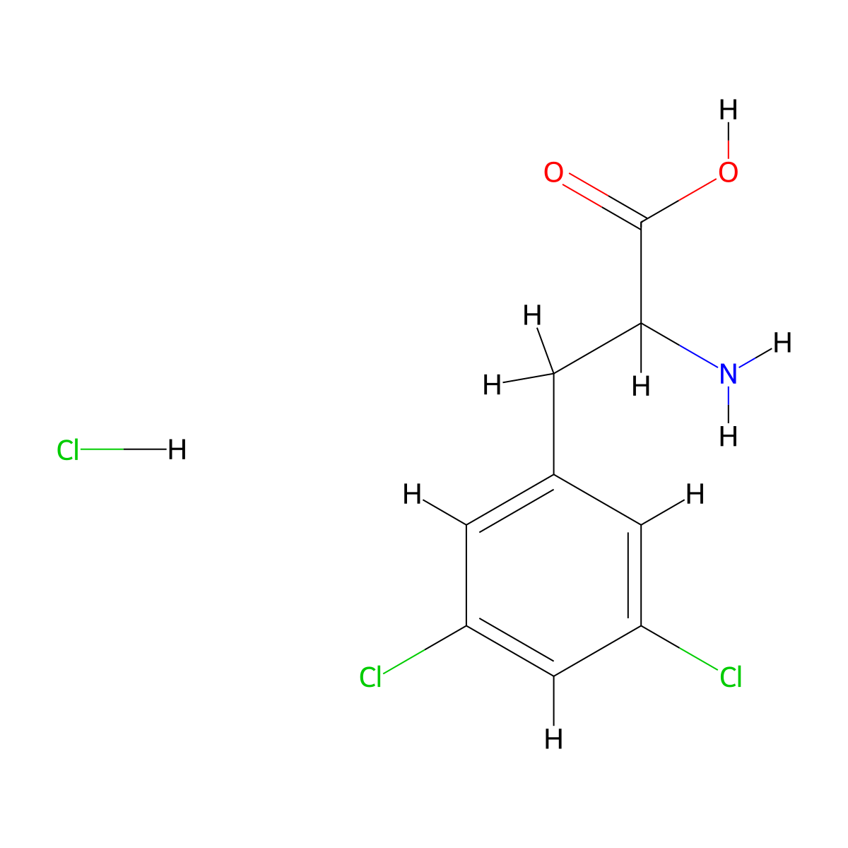 2-amino-3-(3,5-dichlorophenyl)propanoic Acid Hydrochloride molecular structure, CAS 128833-97-6
