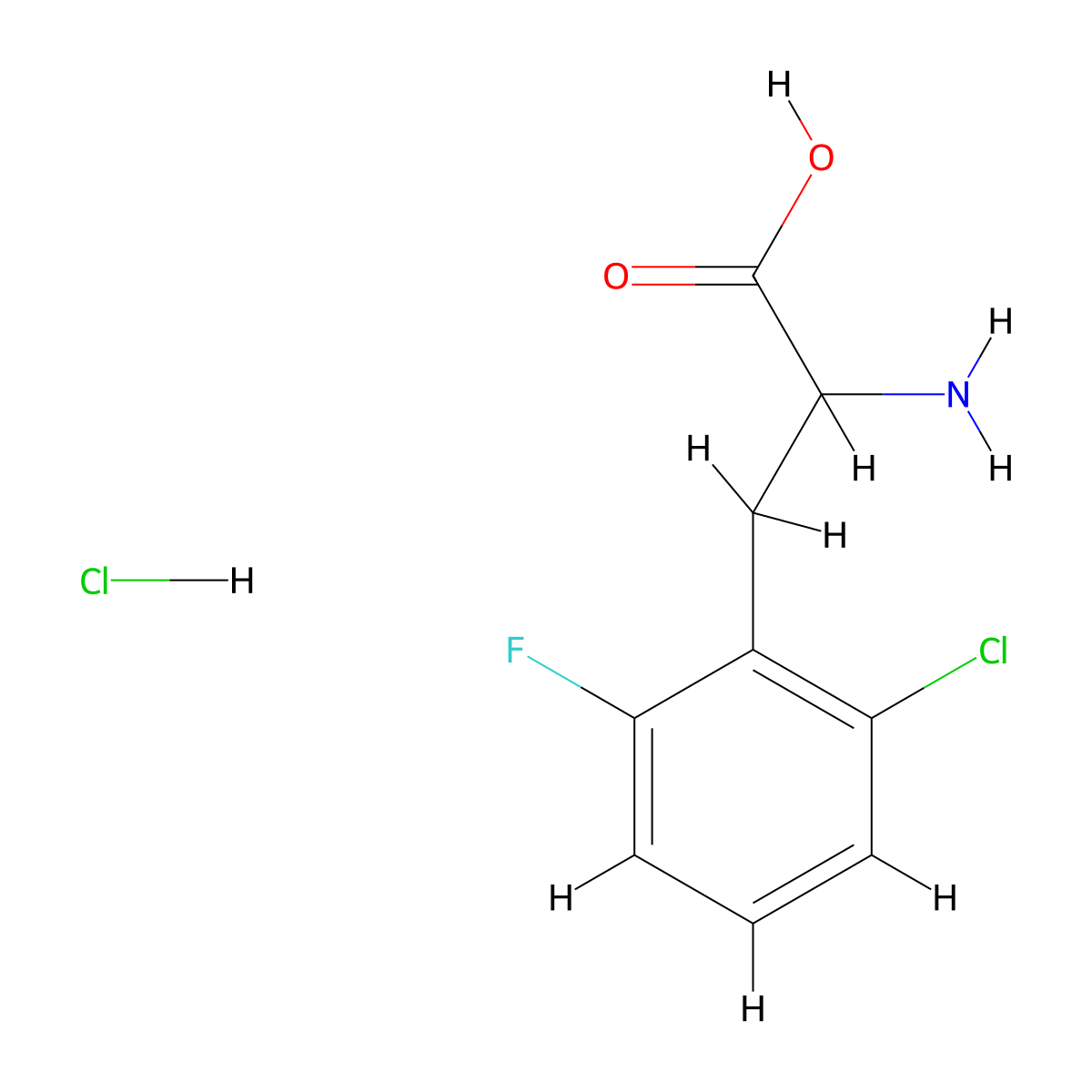 2-Amino-3-(2-chloro-6-fluorophenyl)propanoic acid;hydrochloride molecular structure, CAS 128833-99-8