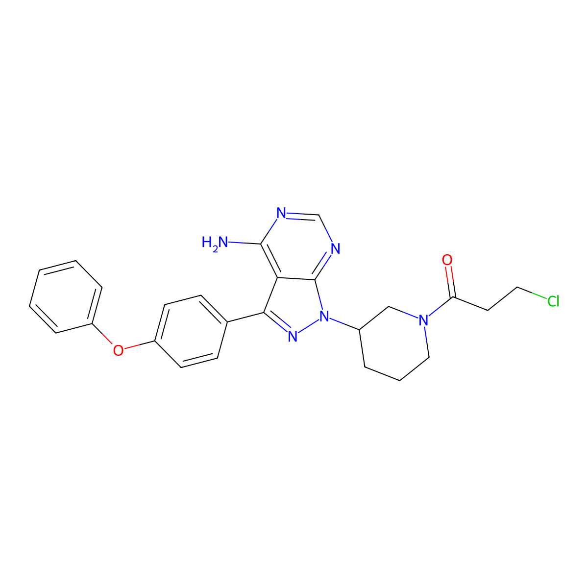 (R)-1-(3-(4-Amino-3-(4-phenoxyphenyl)-1H-pyrazolo[3,4-d]pyrimidin-1-yl)piperidin-1-yl)-3-chloropropan-1-one molecular structure, CAS 1288338-96-4