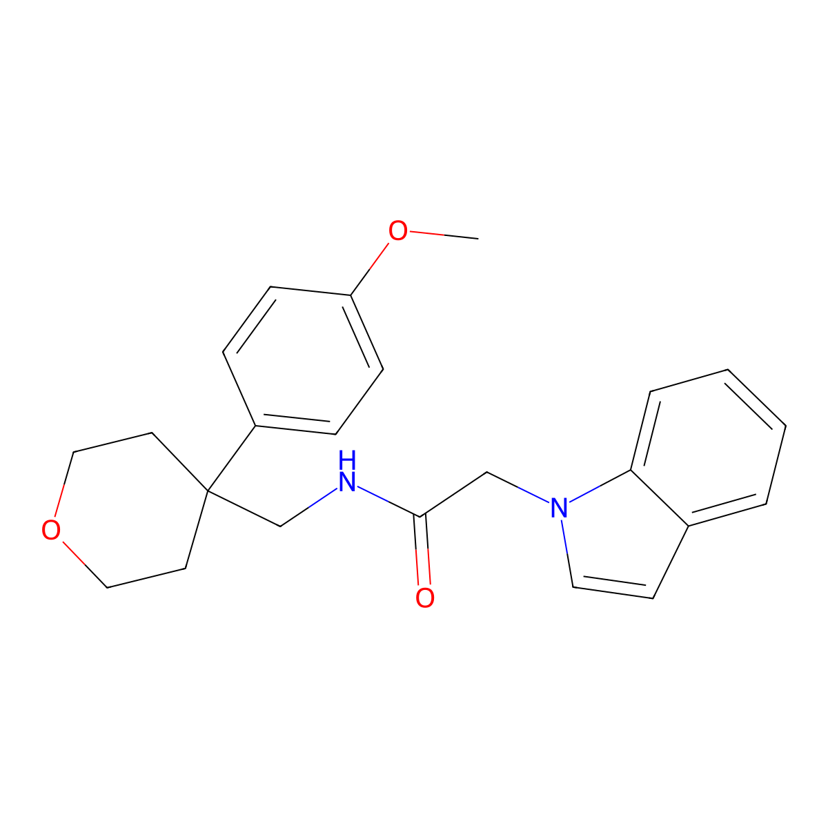 2-(1H-indol-1-yl)-N-((4-(4-methoxyphenyl)tetrahydro-2H-pyran-4-yl)methyl)acetamide molecular structure, CAS 1288348-96-8