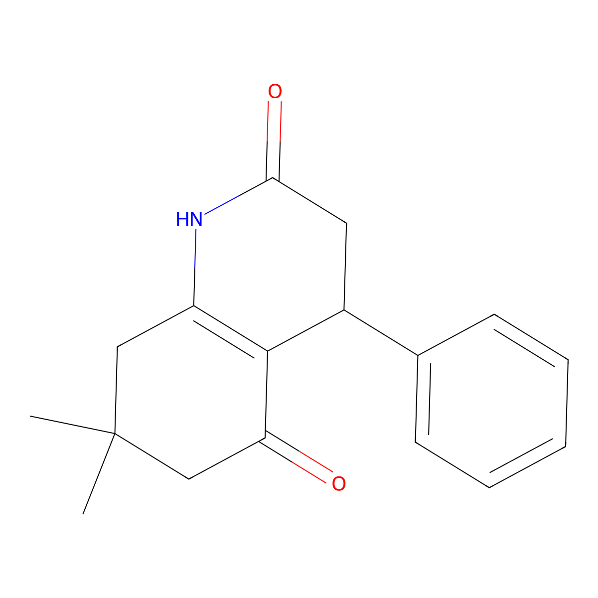 7,7-dimethyl-4-phenyl-3,4,6,8-tetrahydro-1H-quinoline-2,5-dione molecular structure, CAS 128839-29-2