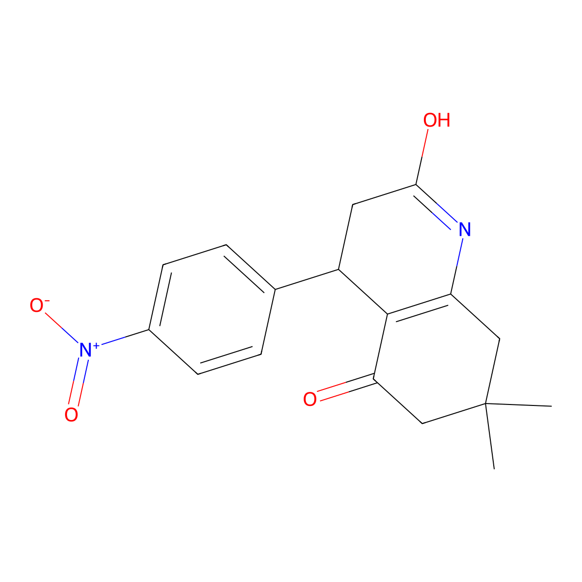 7,7-dimethyl-4-(4-nitrophenyl)-3,4,6,8-tetrahydro-1H-quinoline-2,5-dione molecular structure, CAS 128839-30-5
