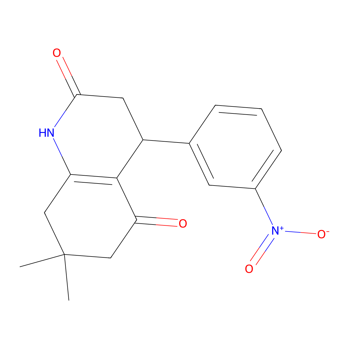 7,7-dimethyl-4-(3-nitrophenyl)-3,4,6,8-tetrahydro-1H-quinoline-2,5-dione molecular structure, CAS 128839-31-6
