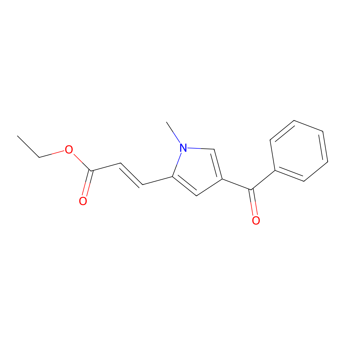 Ethyl 3-(4-benzoyl-1-methylpyrrol-2-yl)prop-2-enoate molecular structure, CAS 128843-39-0