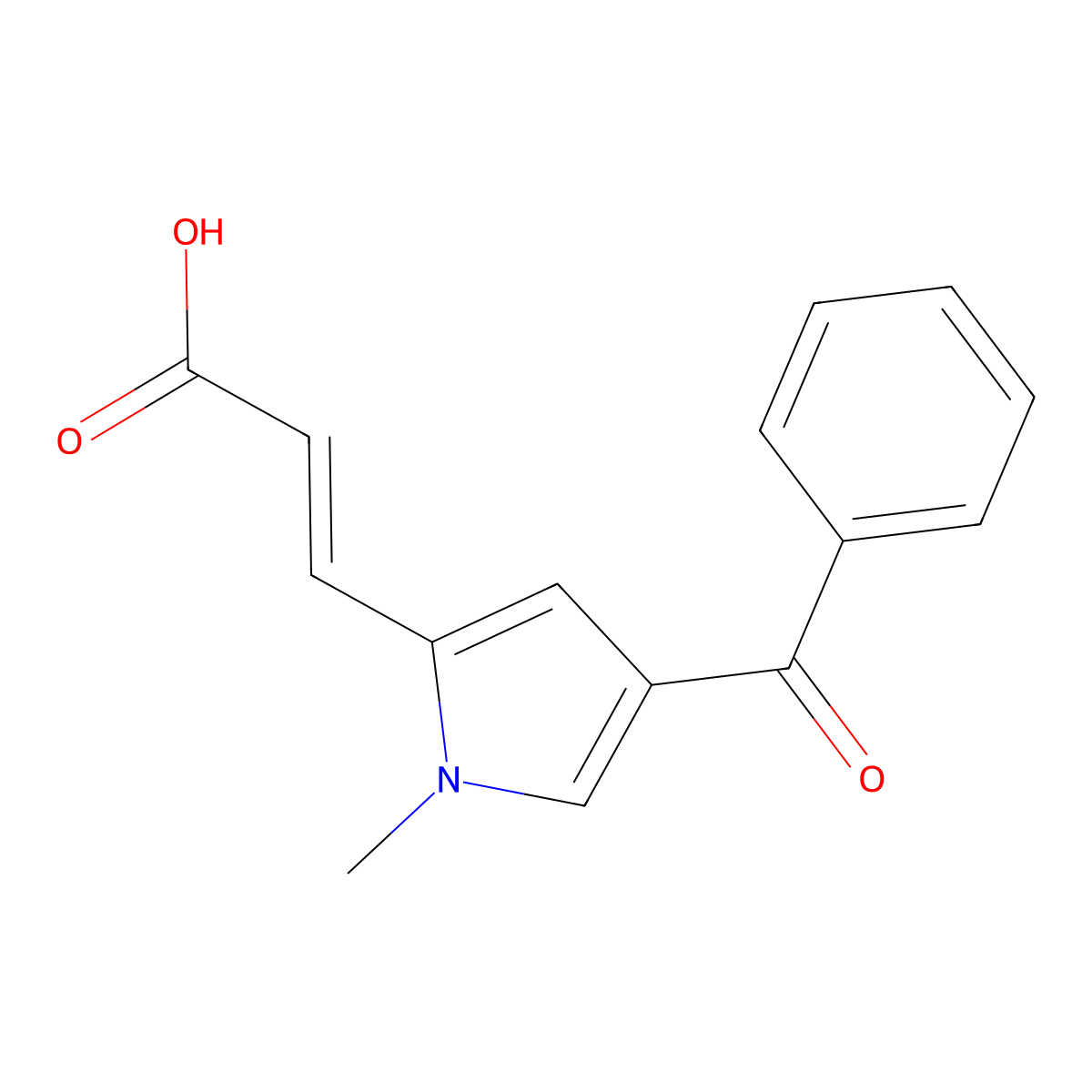 3-(4-benzoyl-1-methyl-1H-pyrrol-2-yl)acrylic acid molecular structure, CAS 128843-46-9