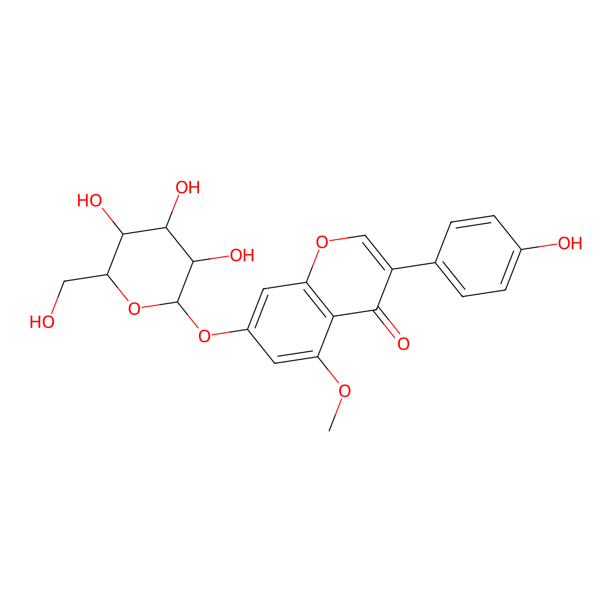 3-(4-Hydroxyphenyl)-5-methoxy-4-oxo-4H-1-benzopyran-7-yl hexopyranoside molecular structure, CAS 128856-77-9