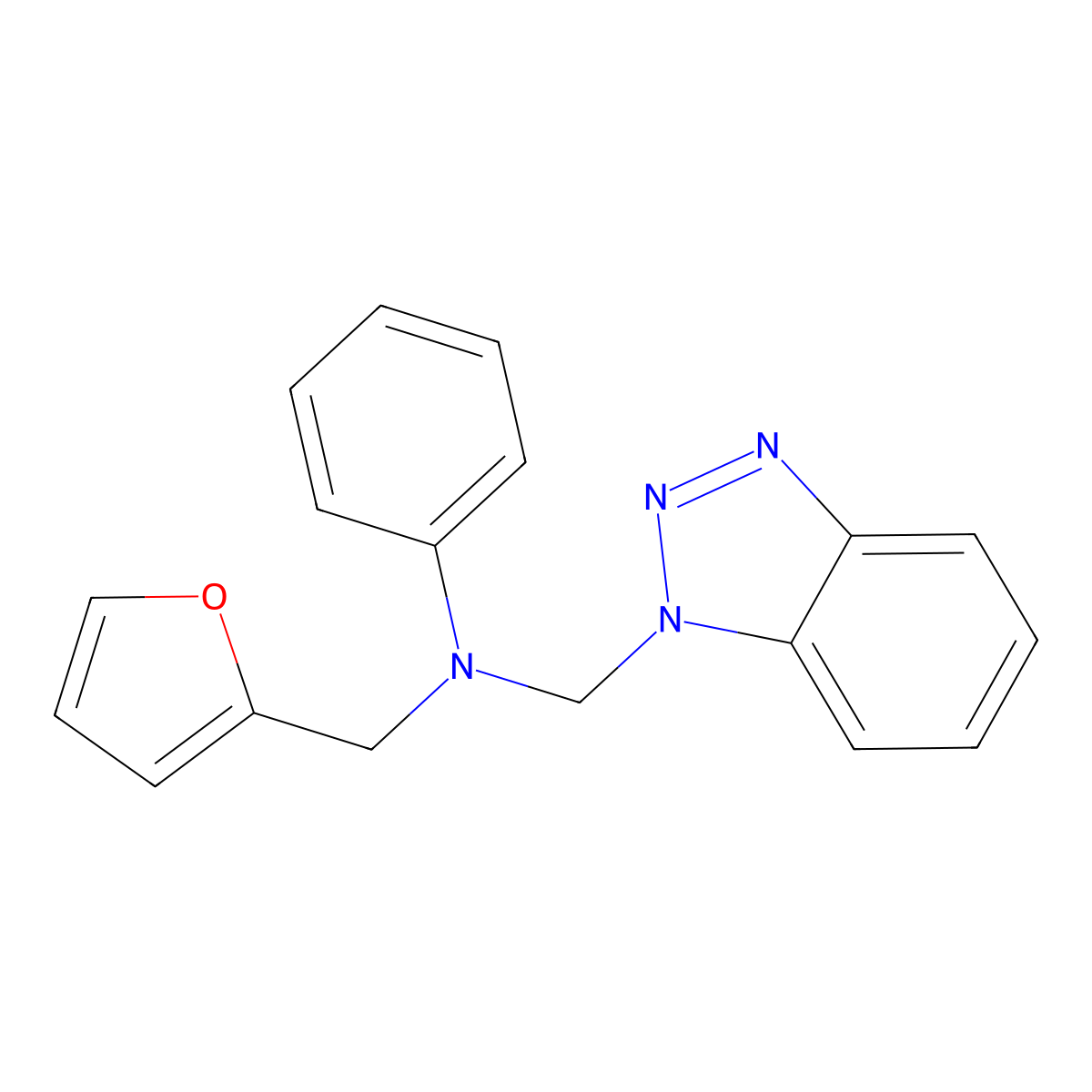N-(1H-1,2,3-Benzotriazol-1-ylmethyl)-N-(furan-2-ylmethyl)aniline molecular structure, CAS 128860-68-4