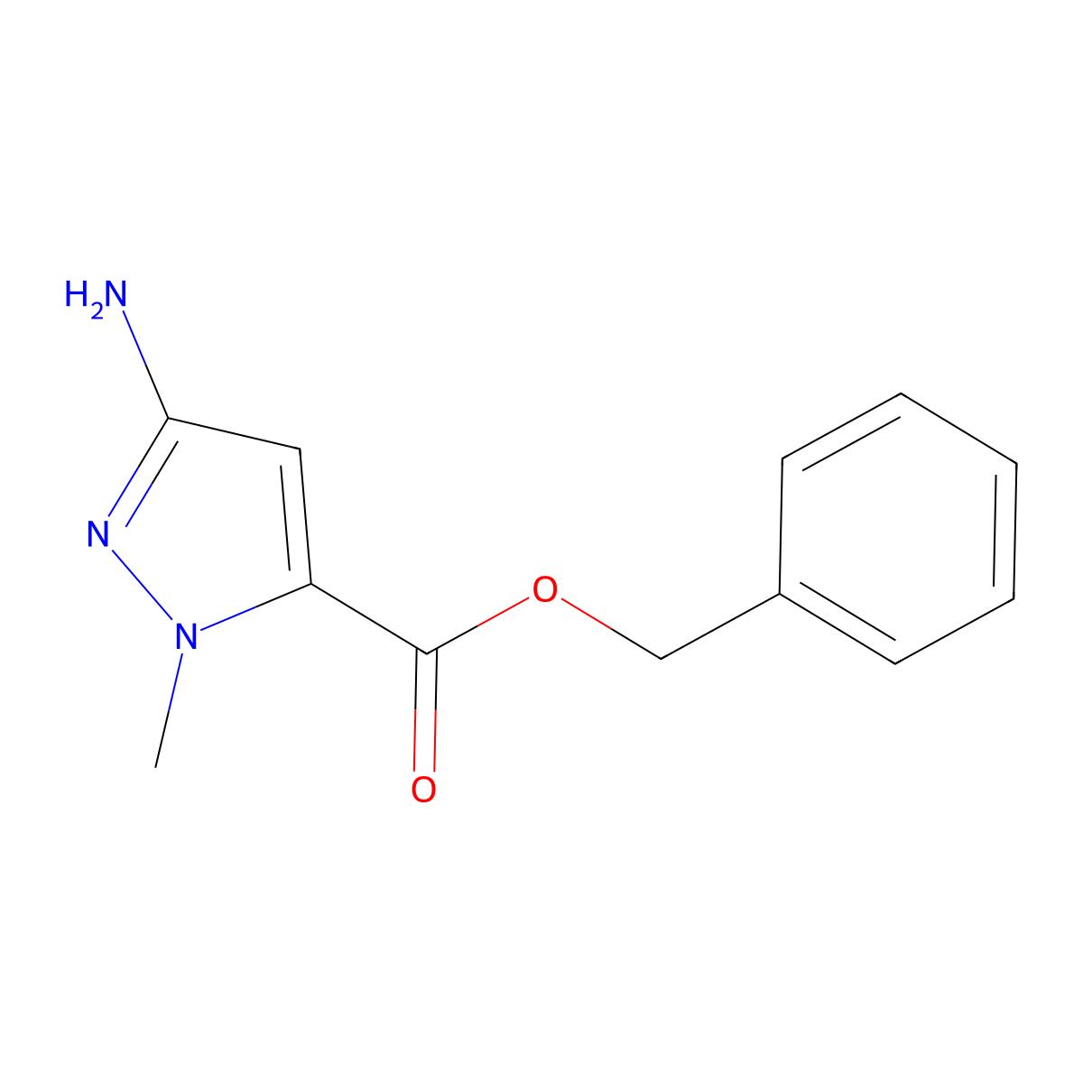 Benzyl 3-amino-1-methyl-1H-pyrazole-5-carboxylate molecular structure, CAS 128883-80-7