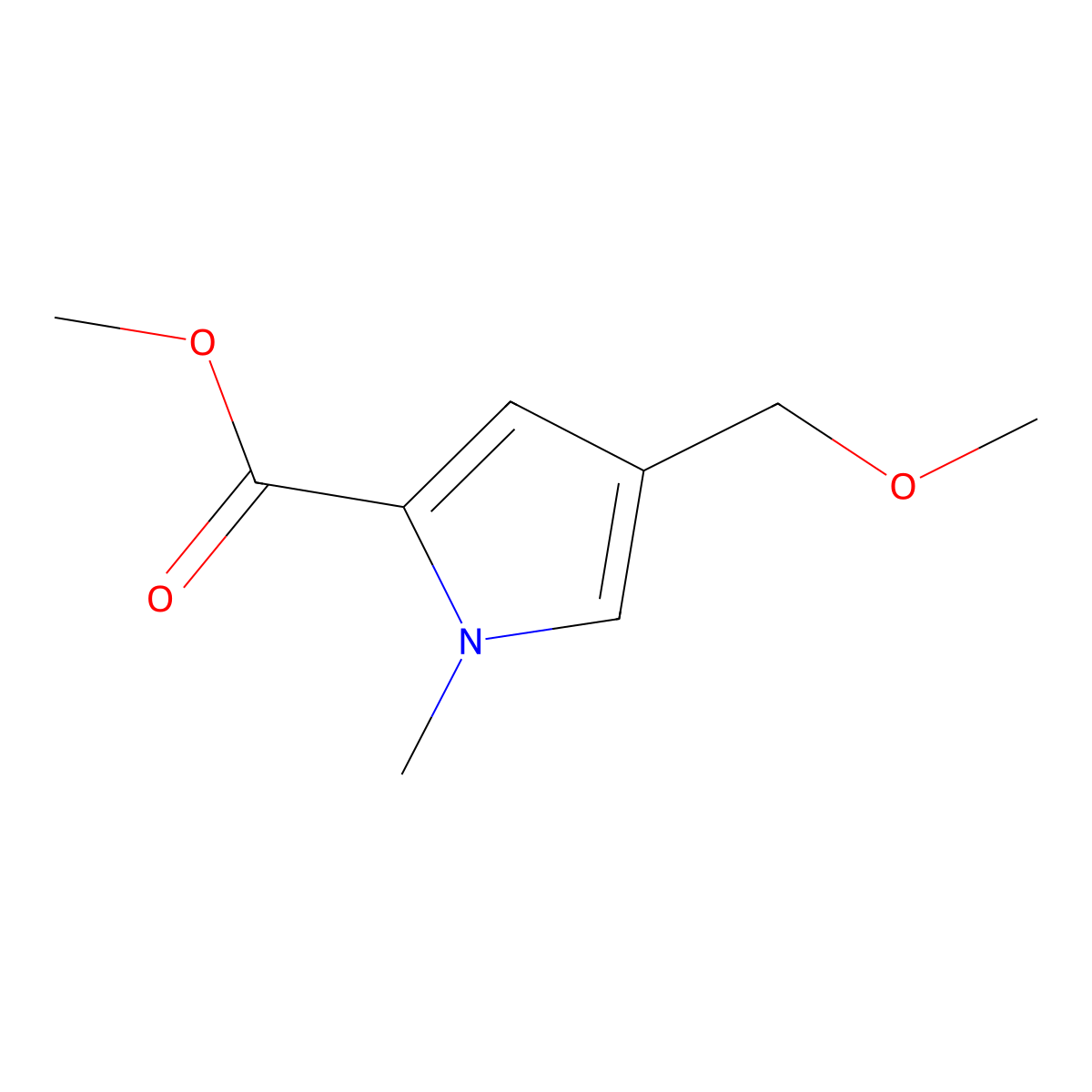 methyl4-(methoxymethyl)-1-methyl-1H-pyrrole-2-carboxylate molecular structure, CAS 128887-05-8