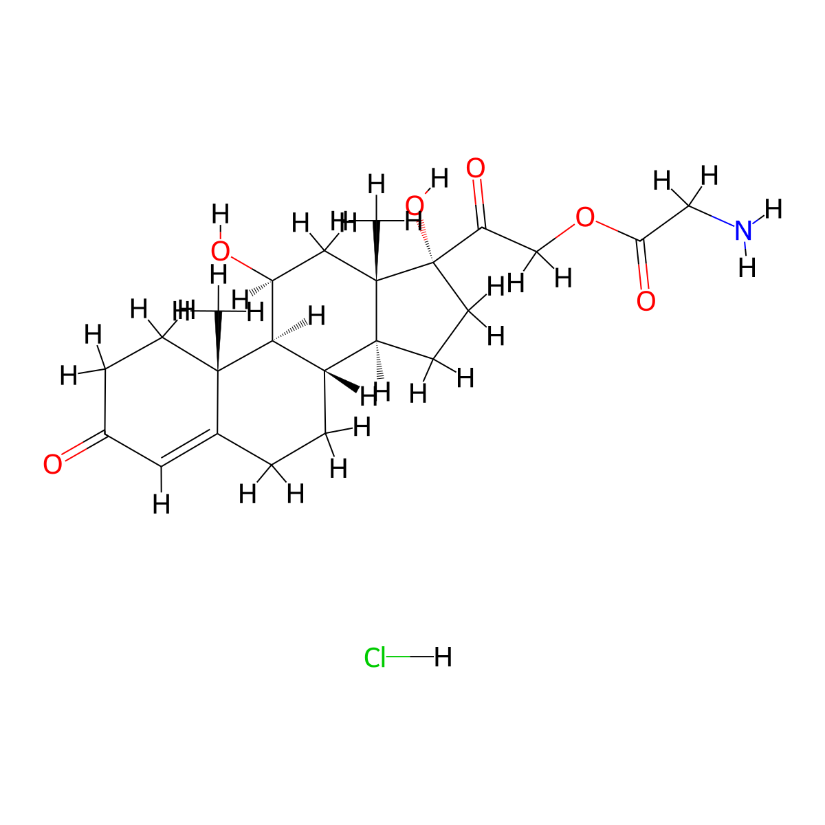Glycine hydrochloride 21-ester with cortisol molecular structure, CAS 128887-42-3