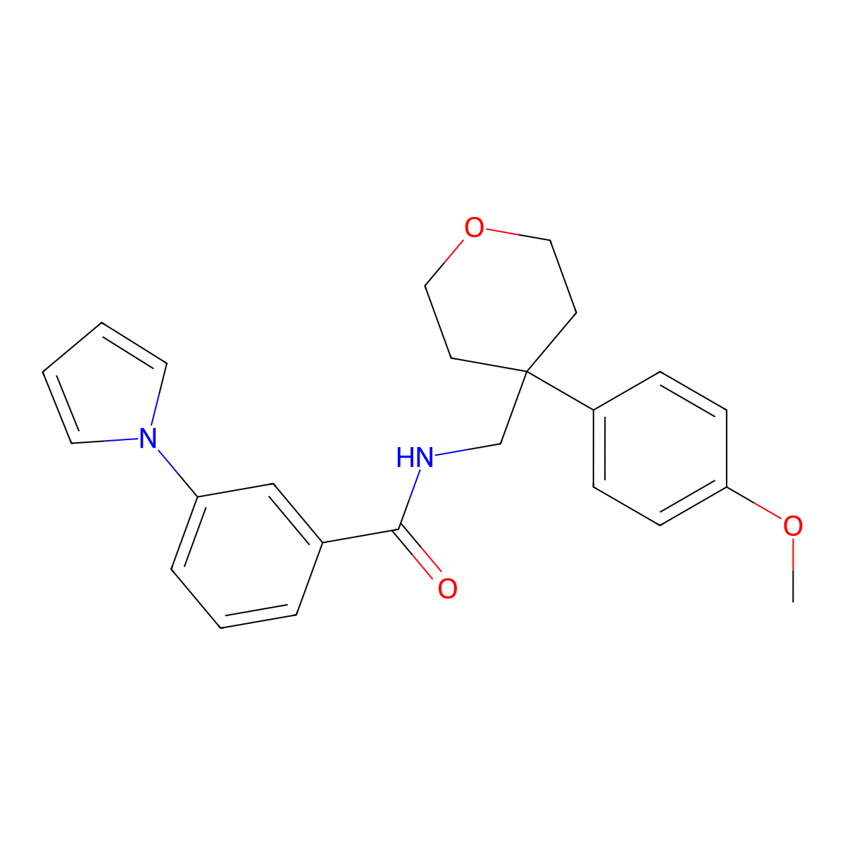 N-{[4-(4-methoxyphenyl)tetrahydro-2H-pyran-4-yl]methyl}-3-(1H-pyrrol-1-yl)benzamide molecular structure, CAS 1288947-73-8