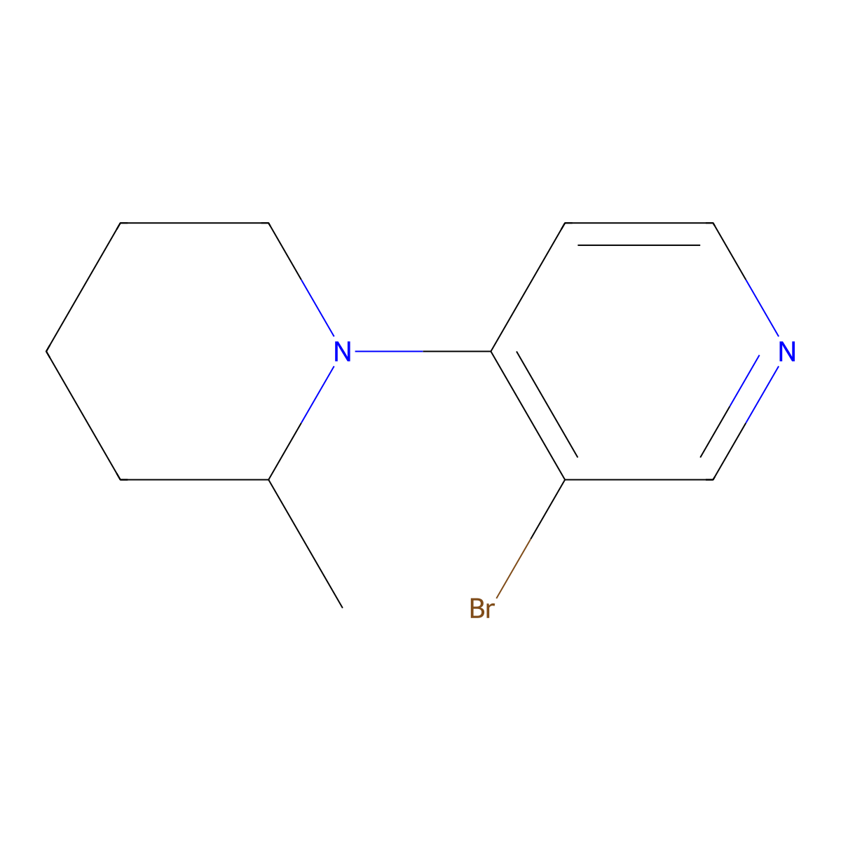 3-Bromo-4-(2-methylpiperidin-1-yl)pyridine molecular structure, CAS 1288988-05-5