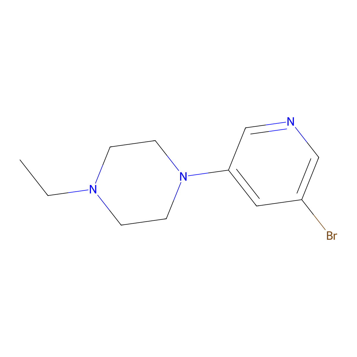 1-(5-Bromopyridin-3-yl)-4-ethylpiperazine molecular structure, CAS 1288990-56-6