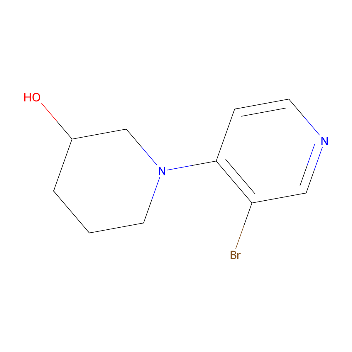 3-Bromo-4-(3-hydroxypiperidin-1-YL)pyridine molecular structure, CAS 1288994-79-5
