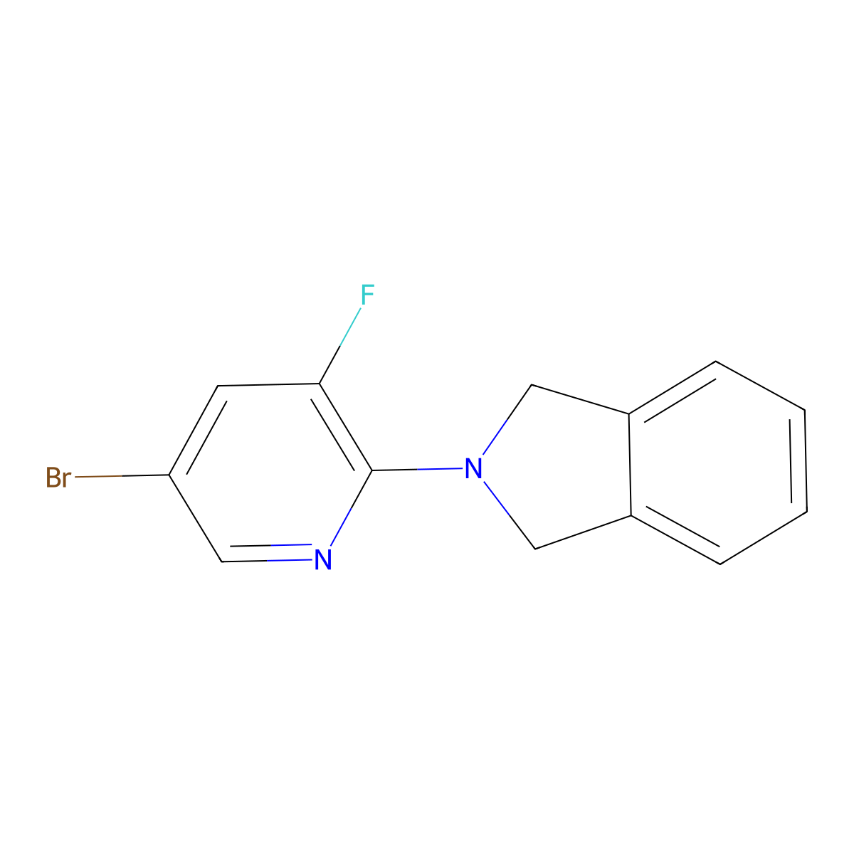 2-(5-bromo-3-fluoropyridin-2-yl)-2,3-dihydro-1H-isoindole molecular structure, CAS 1288995-15-2