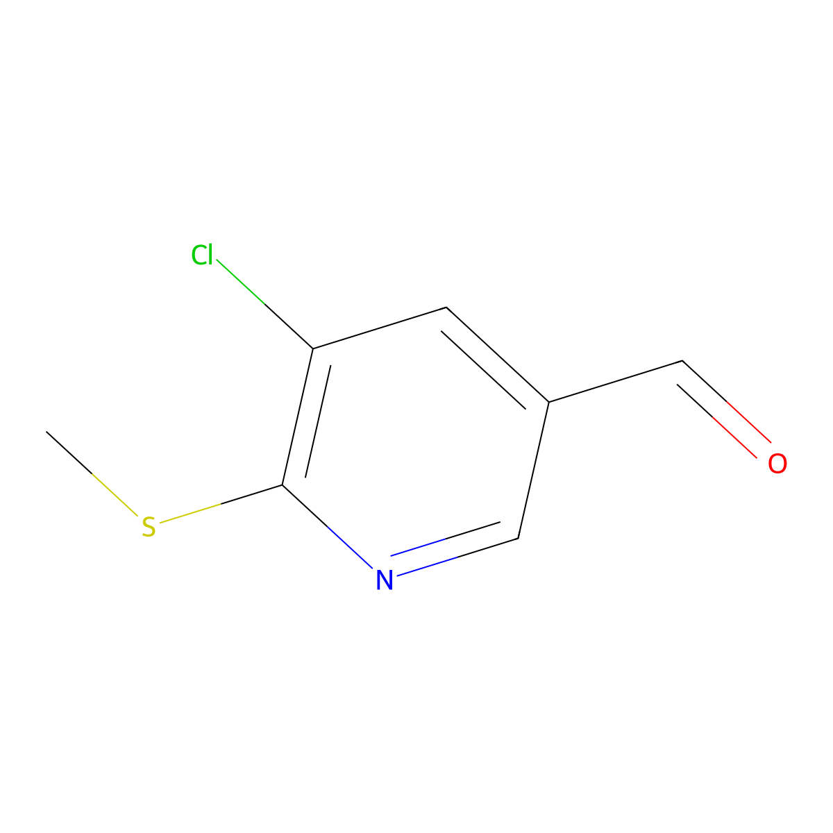 5-Chloro-6-(methylthio)nicotinaldehyde molecular structure, CAS 1288998-46-8