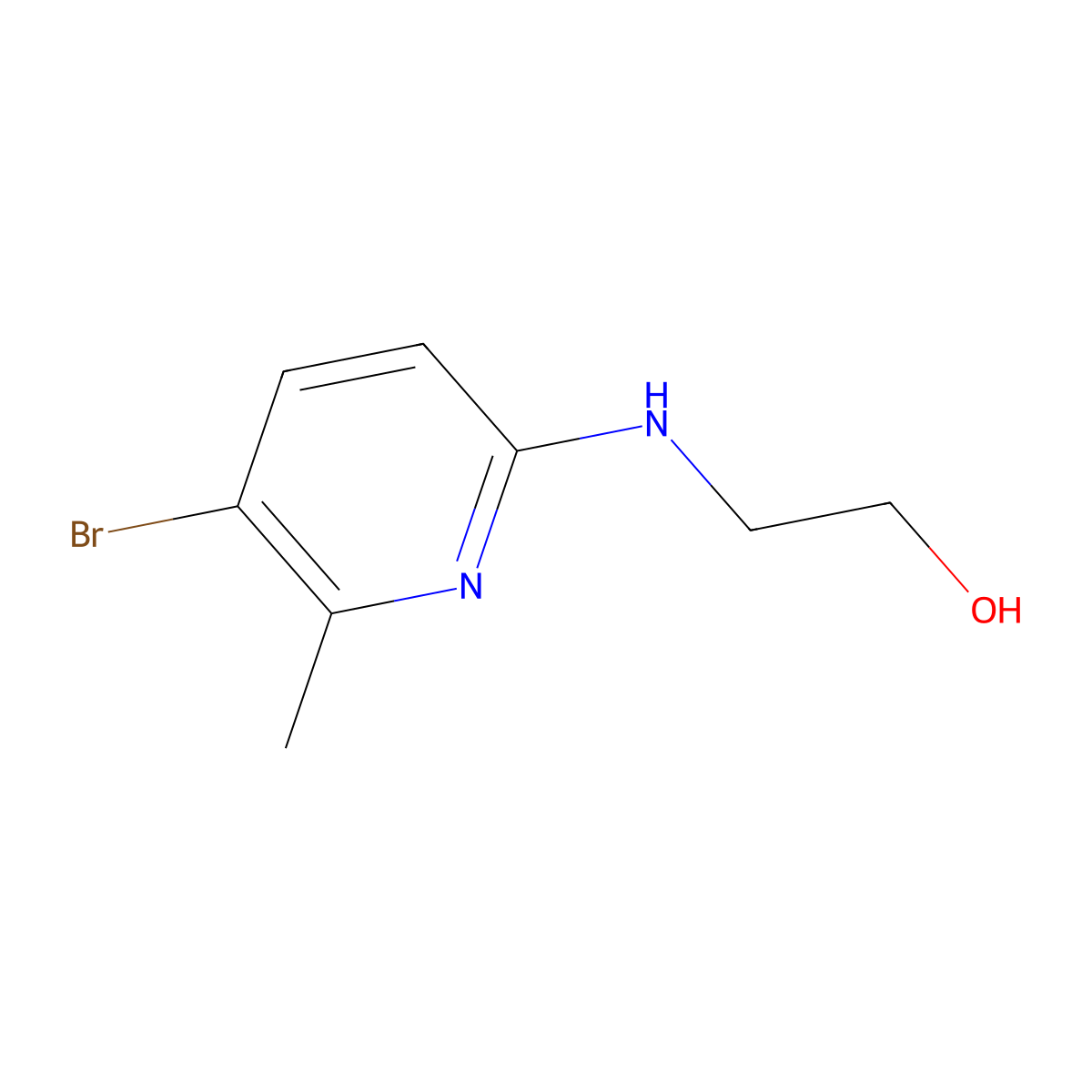 2-(5-Bromo-6-methylpyridin-2-ylamino)ethanol molecular structure, CAS 1289002-57-8