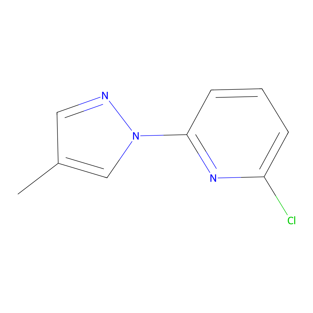 2-Chloro-6-(4-methyl-1H-pyrazol-1-yl)pyridine molecular structure, CAS 1289002-58-9