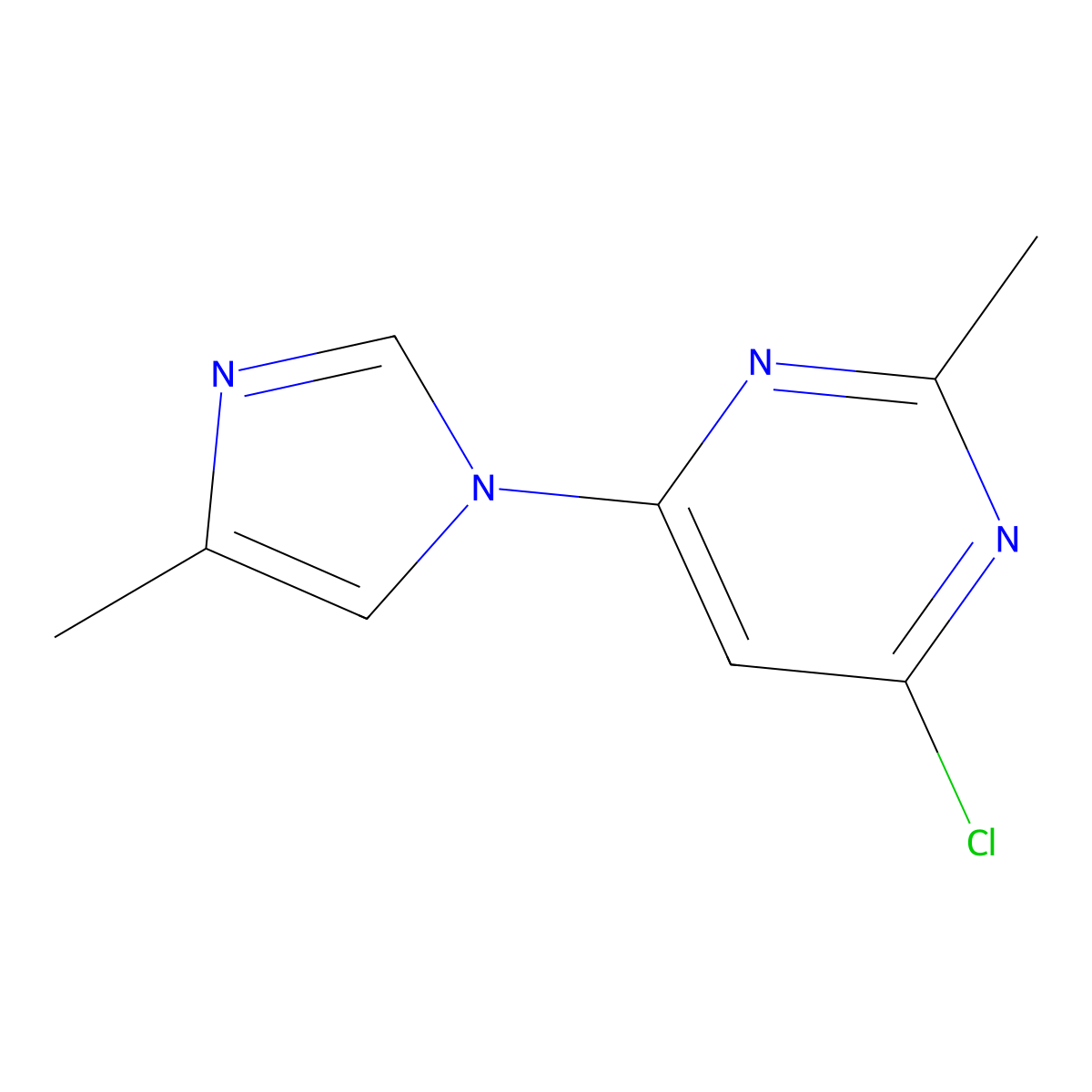 4-chloro-2-methyl-6-(1H-4-methylimidazol-1-yl)pyrimidine molecular structure, CAS 1289003-52-6