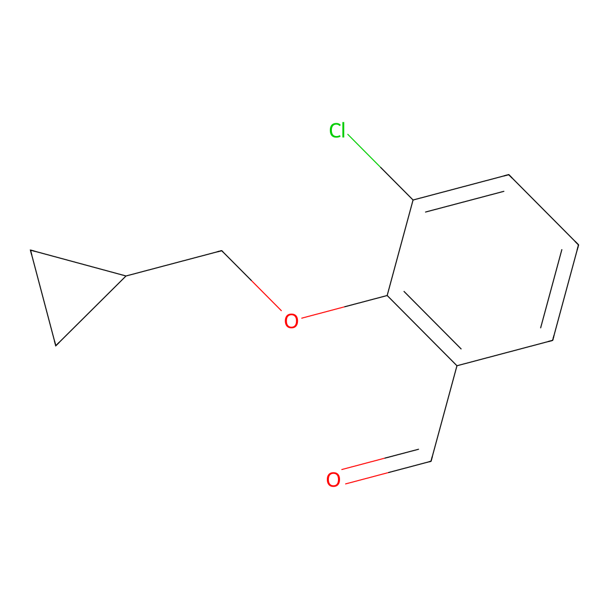 3-Chloro-2-(cyclopropylmethoxy)benZaldehyde molecular structure, CAS 1289003-80-0
