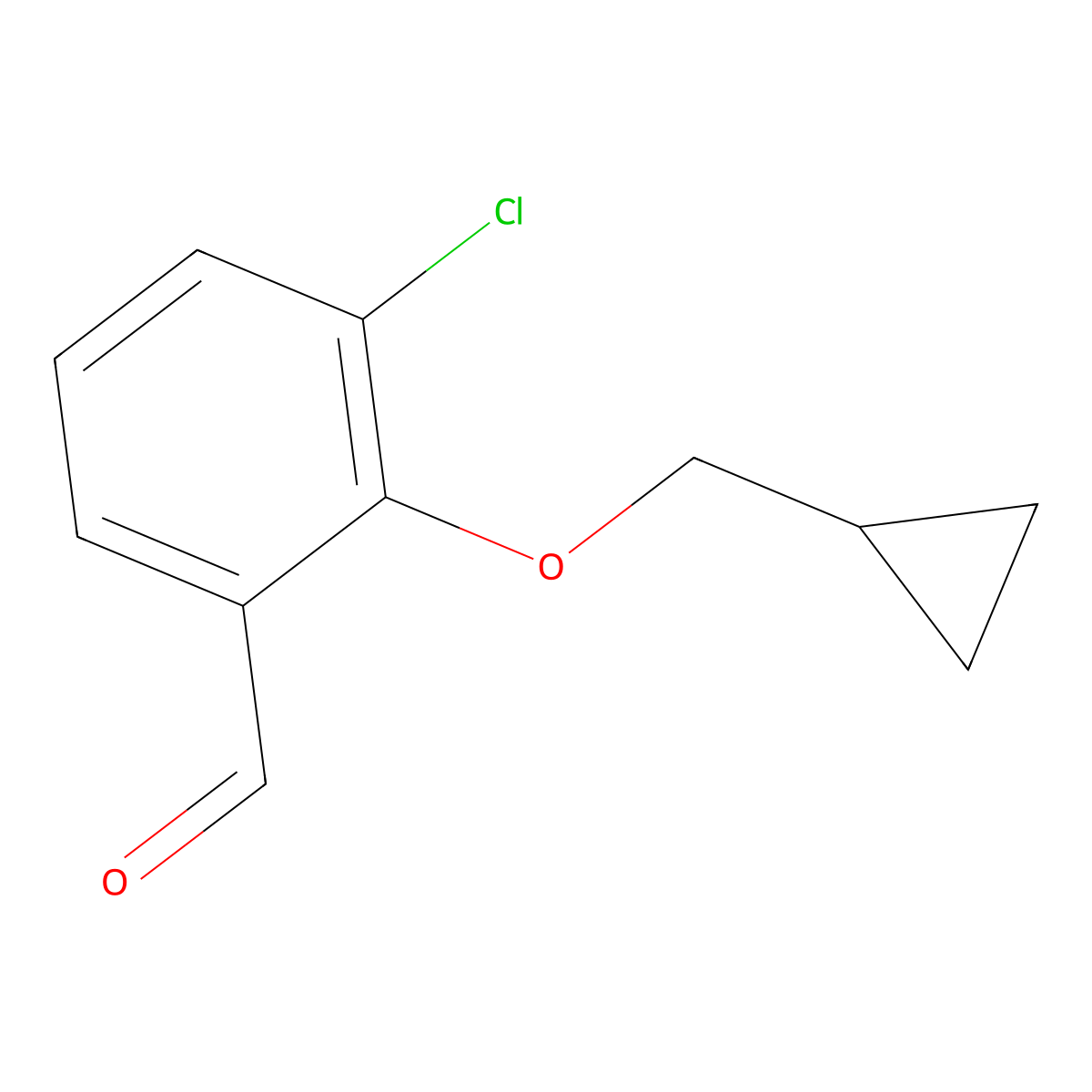 3-Chloro-2-(cyclopropylmethoxy)benZaldehyde molecular structure, CAS 1289003-80-0