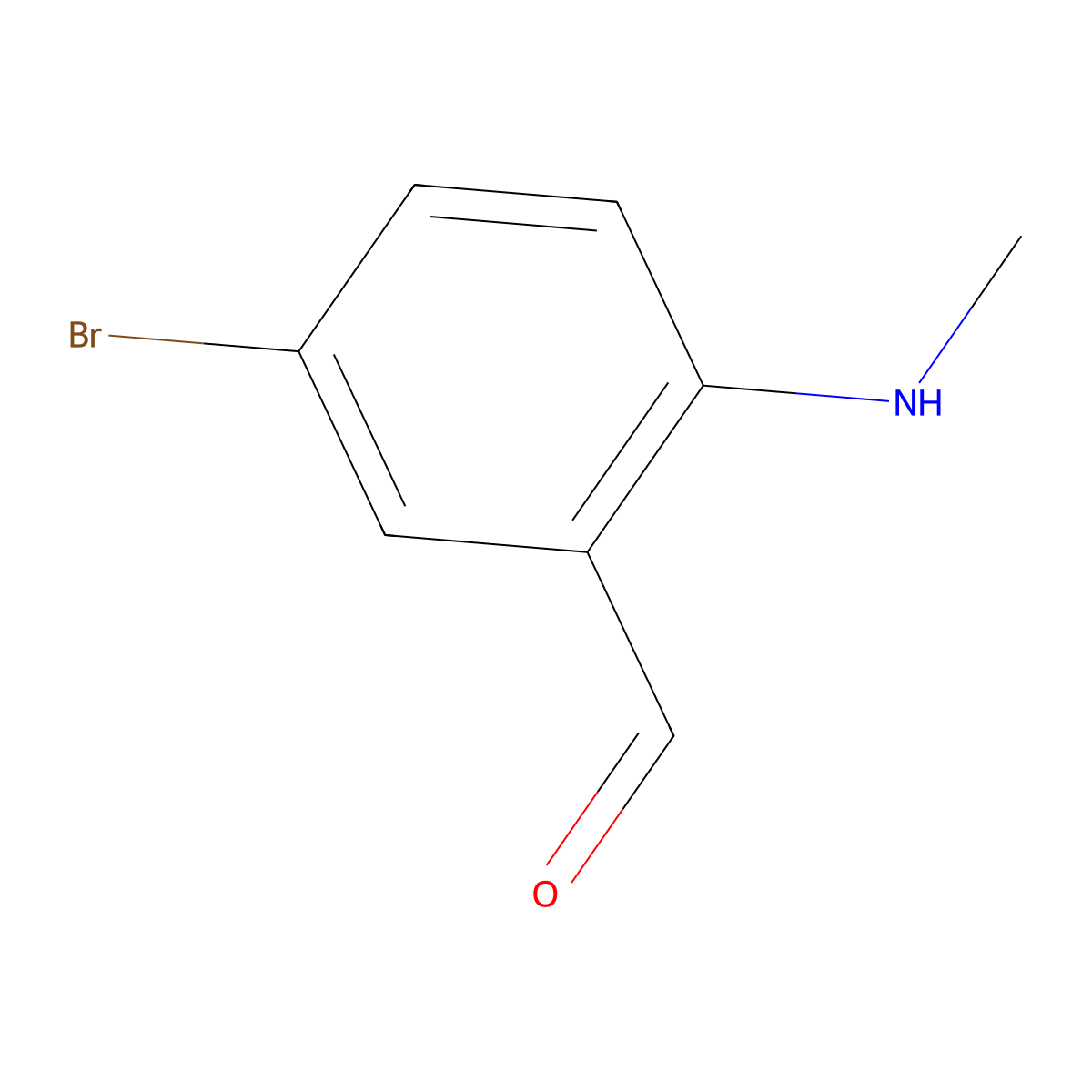 5-Bromo-2-(methylamino)benzaldehyde molecular structure, CAS 1289004-26-7