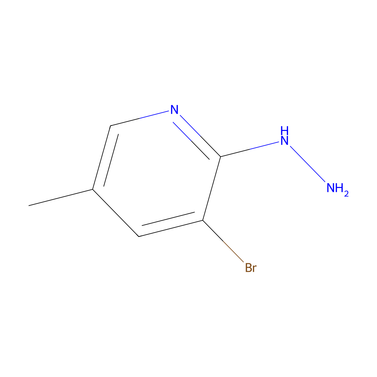 (3-Bromo-5-methylpyridin-2-yl)hydrazine molecular structure, CAS 1289007-61-9