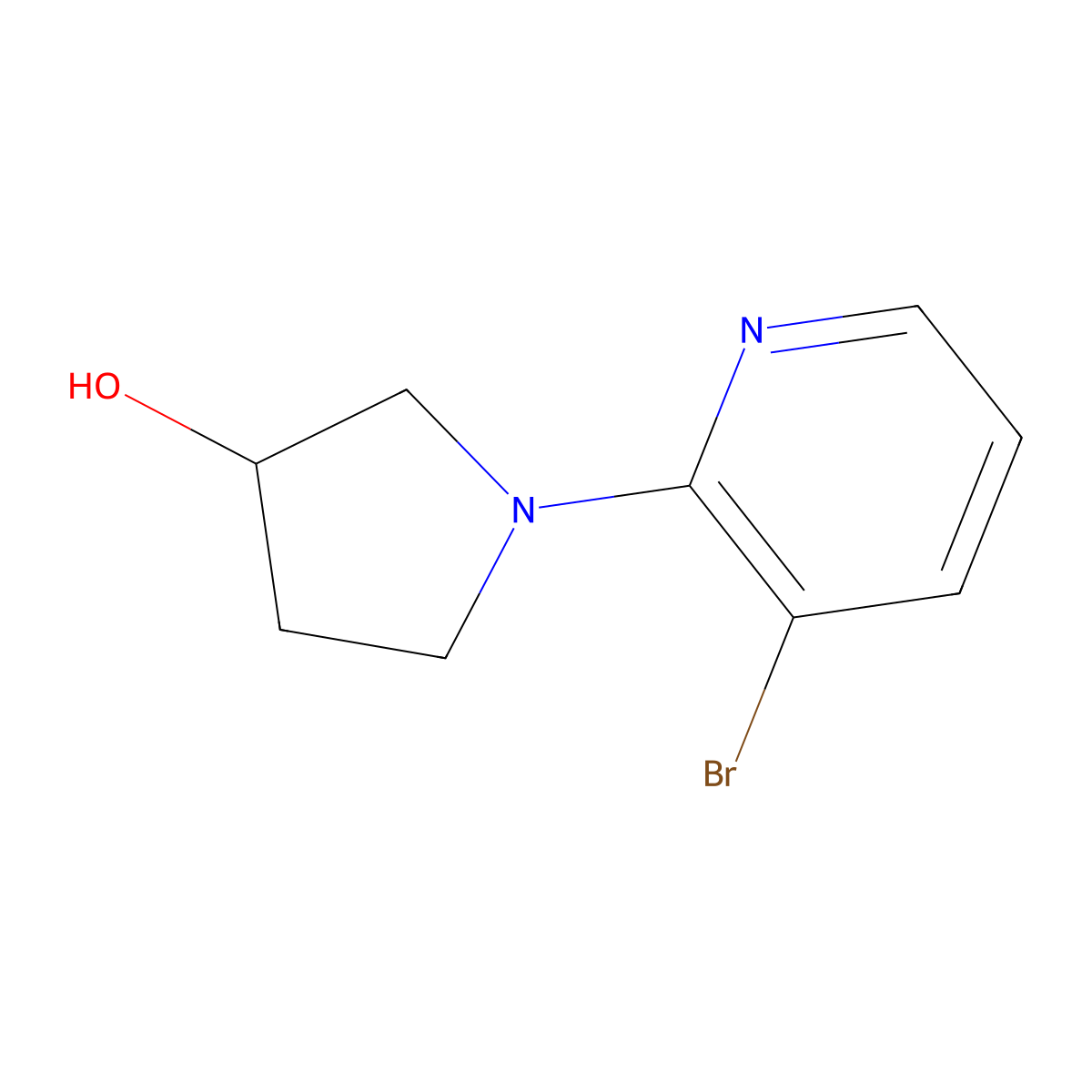 1-(3-Bromopyridin-2-yl)pyrrolidin-3-ol molecular structure, CAS 1289009-46-6