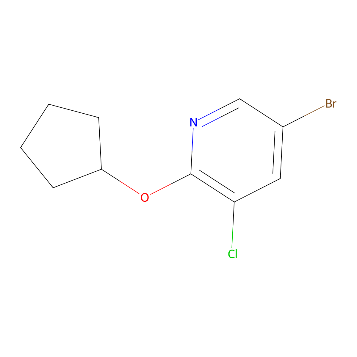 5-Bromo-3-chloro-2-(cyclopentyloxy)pyridine molecular structure, CAS 1289009-63-7