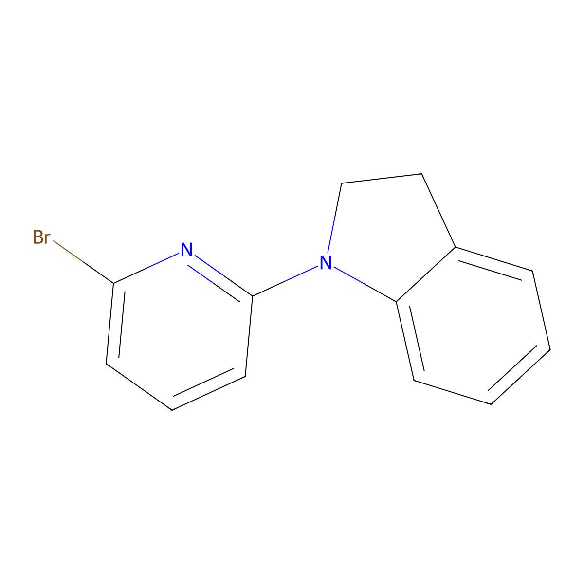 1-(6-bromopyridin-2-yl)-2,3-dihydro-1H-indole molecular structure, CAS 1289010-01-0