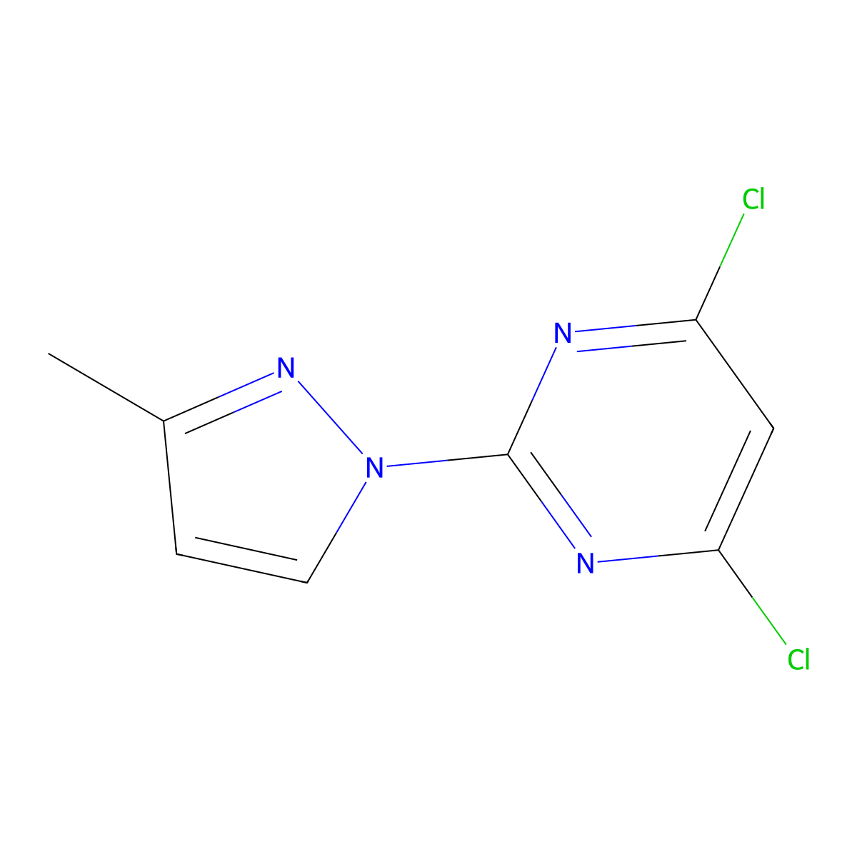 4,6-Dichloro-2-(3-methyl-1H-pyrazol-1-yl)pyrimidine molecular structure, CAS 1289010-13-4