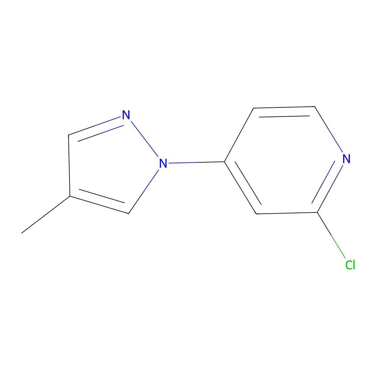2-chloro-4-(4-methyl-1H-pyrazol-1-yl)pyridine molecular structure, CAS 1289021-73-3
