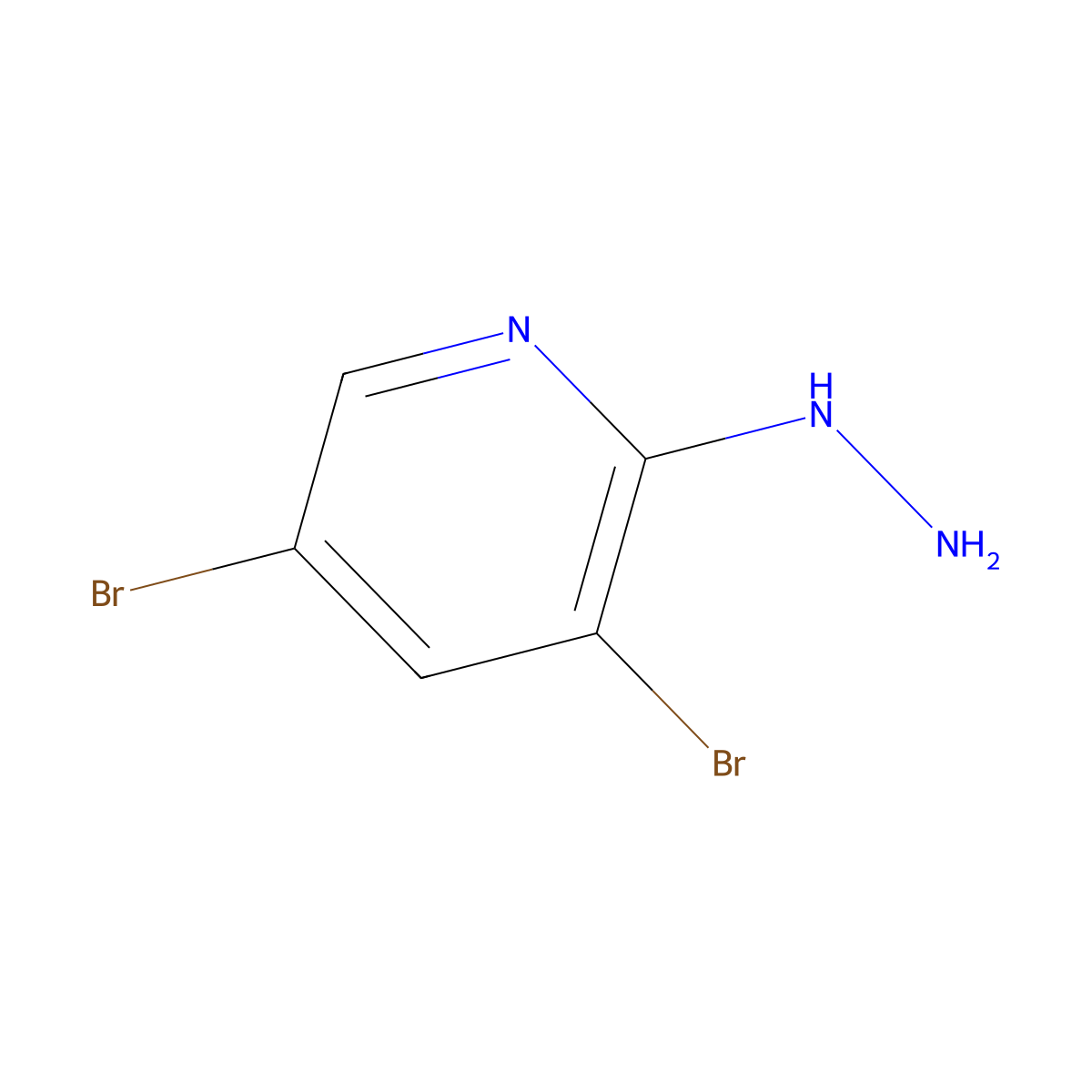 3,5-Dibromo-2-hydrazinylpyridine molecular structure, CAS 1289024-95-8