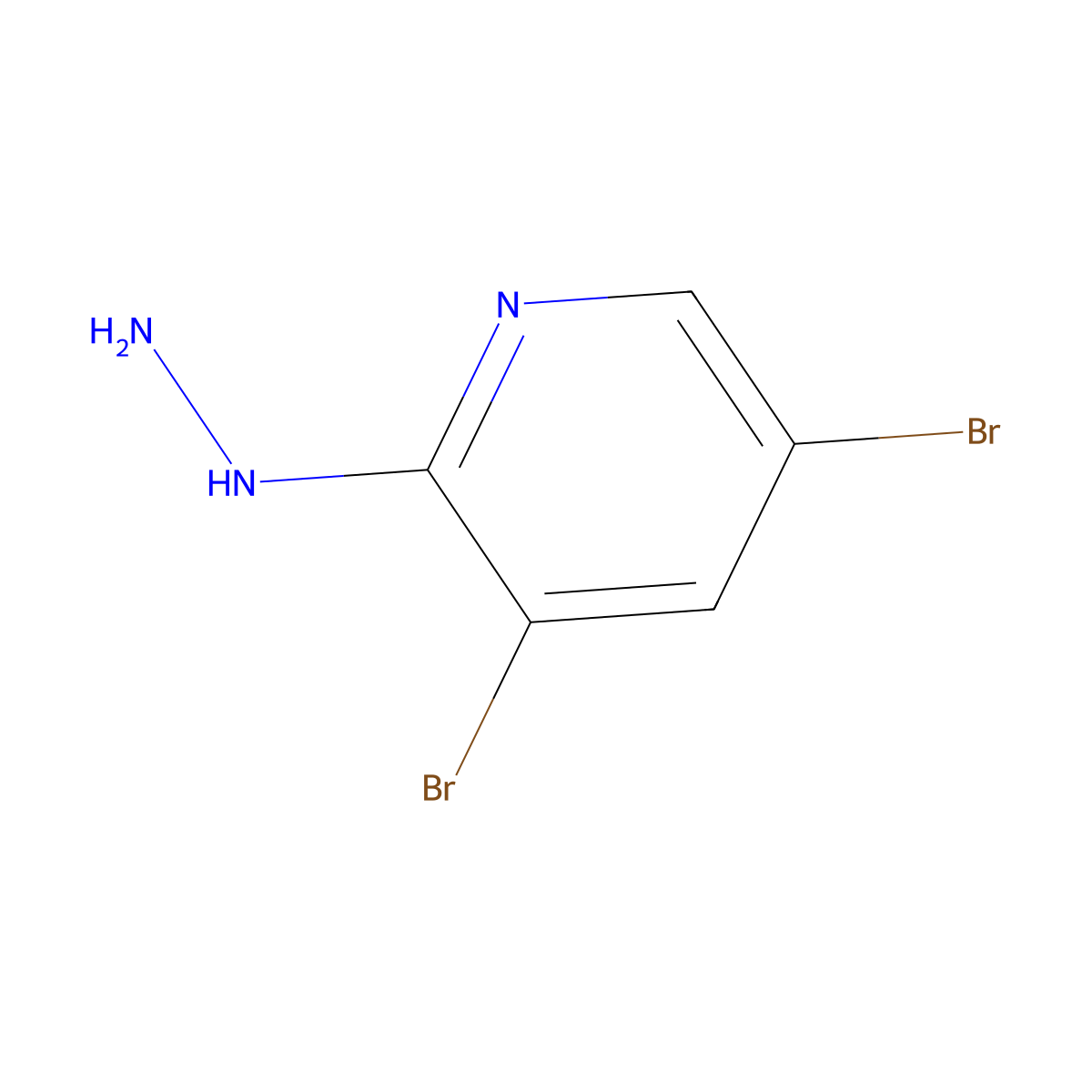 3,5-Dibromo-2-hydrazinylpyridine molecular structure, CAS 1289024-95-8