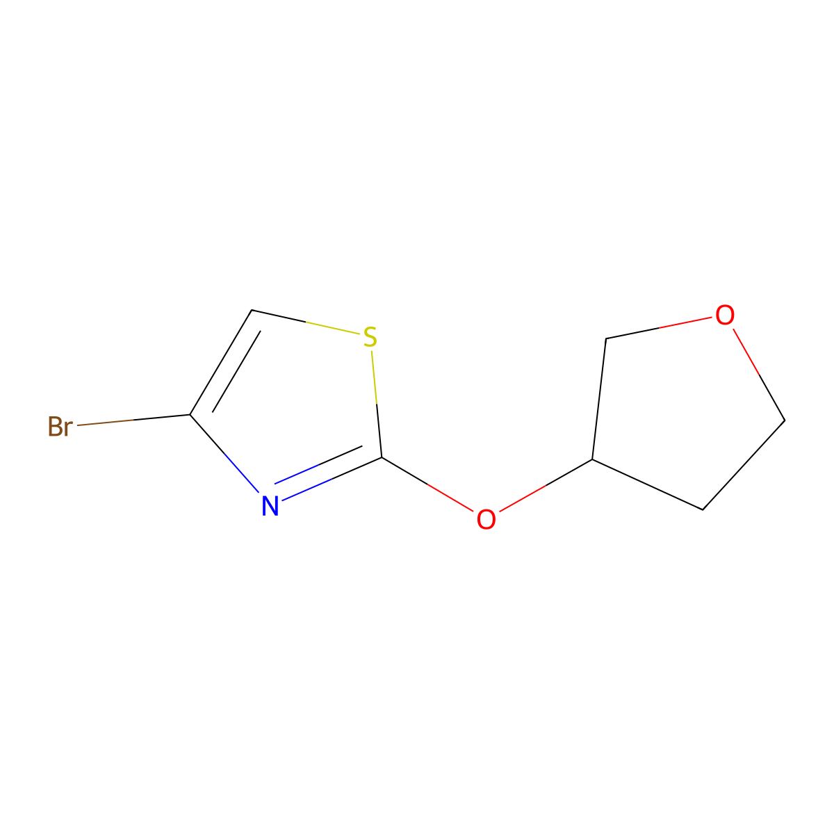4-Bromo-2-(oxolan-3-yloxy)-1,3-thiazole molecular structure, CAS 1289026-93-2